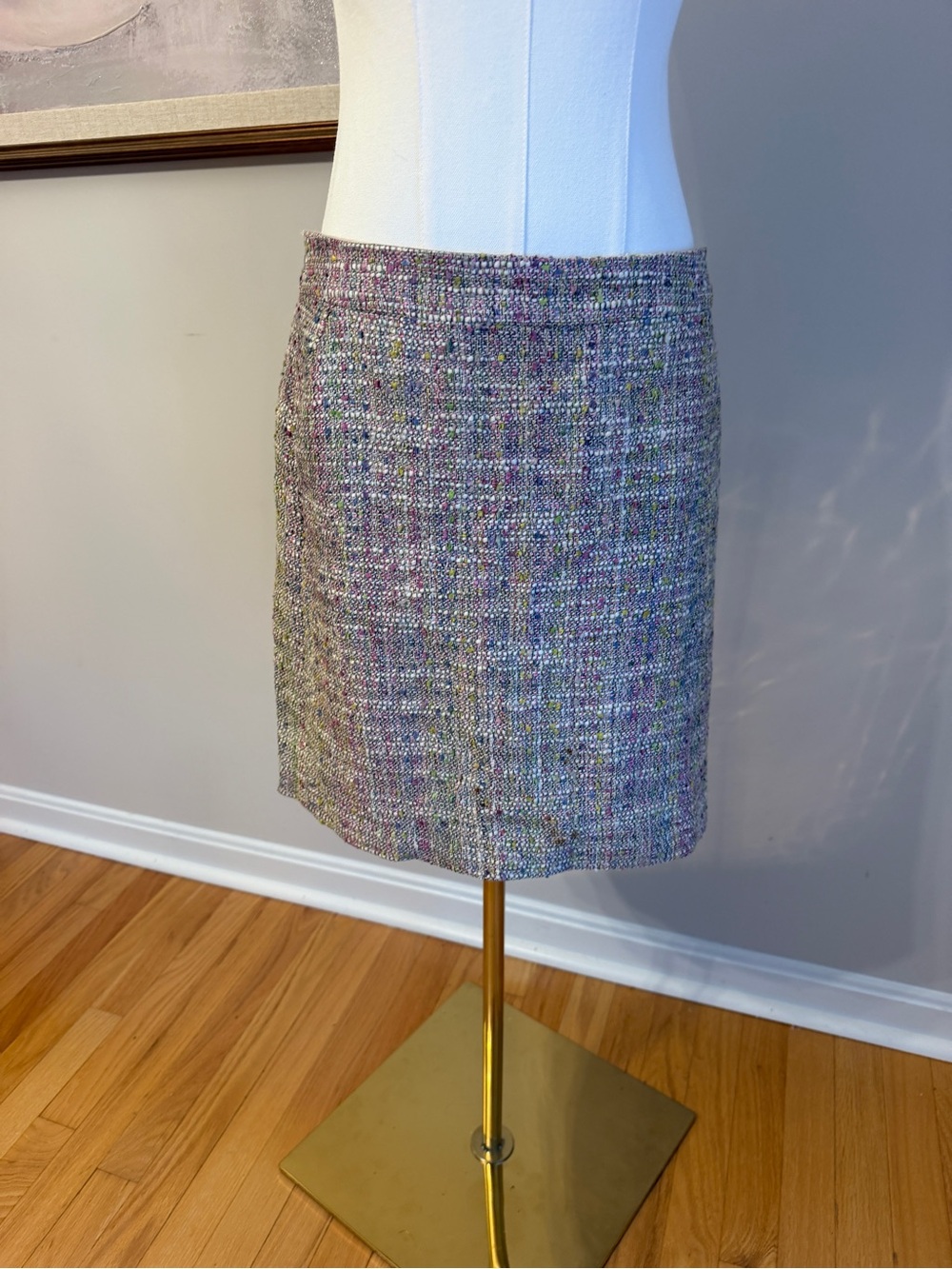 J. Crew Multicolor Tweed Mini Skirt with Pastel Flecks